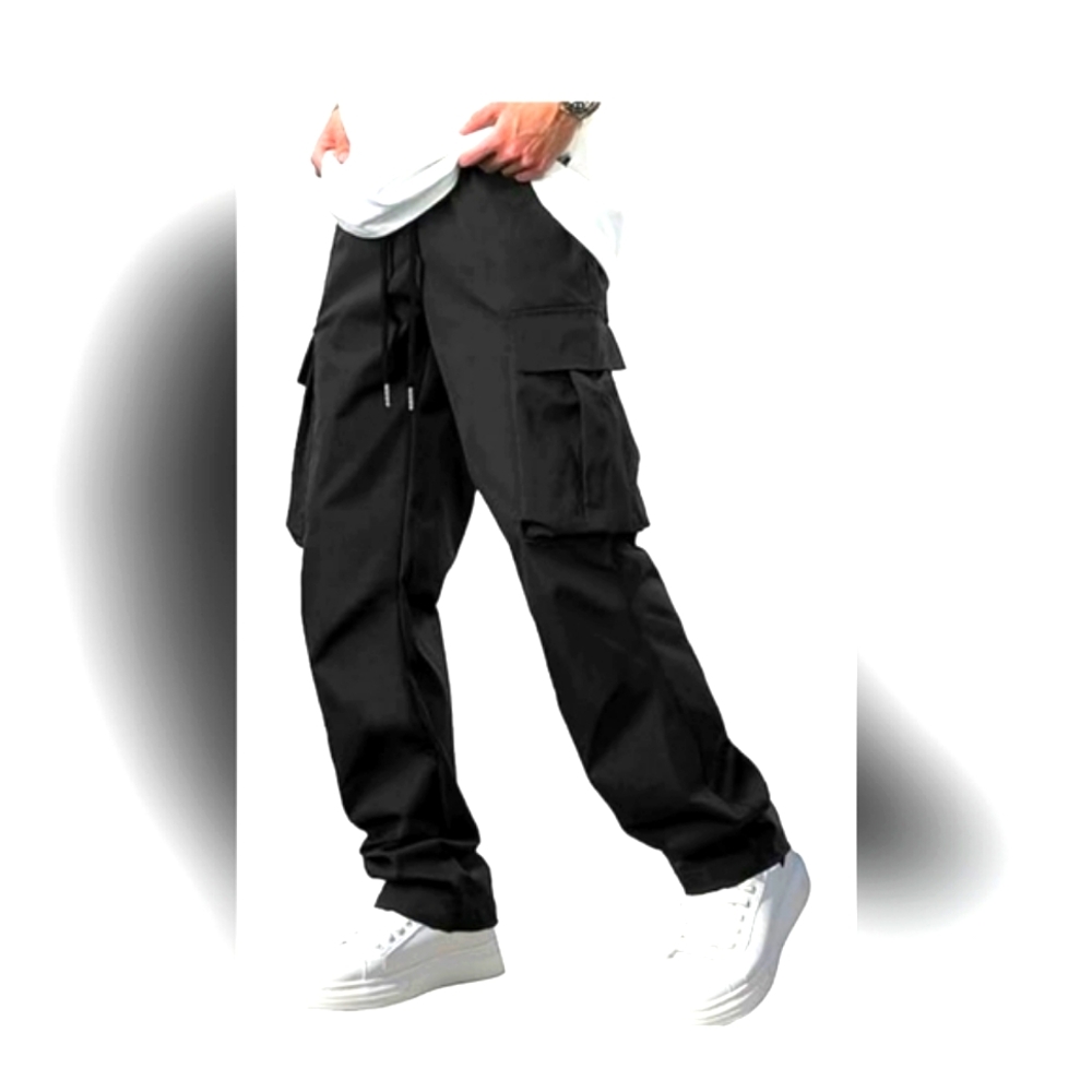 🎱 NWOT Men's Black Tactical Drawstring Cargo Pants - 2XL - Picture 4 of 5